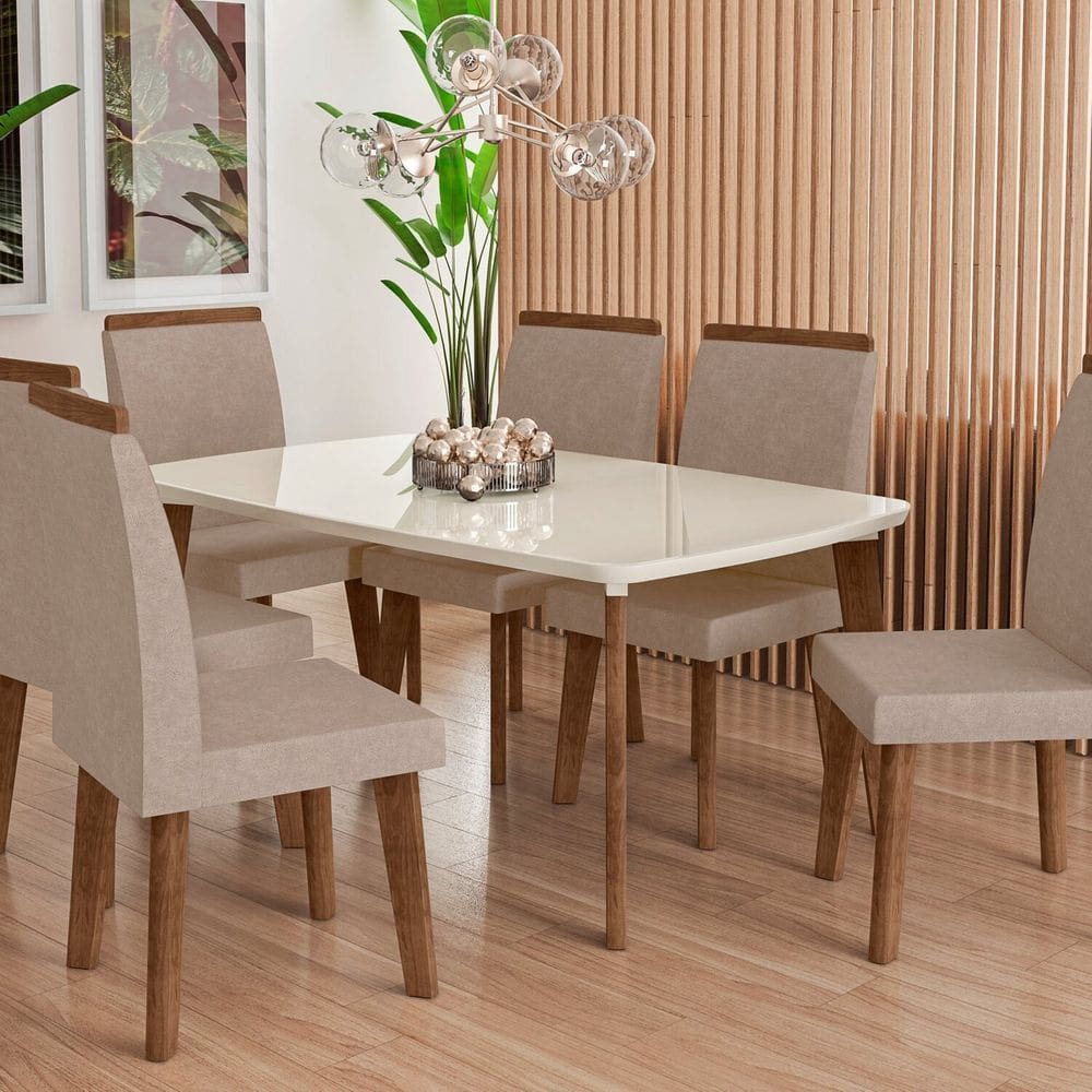 Tampo para Mesa Mdf com Vidro Jade Off White