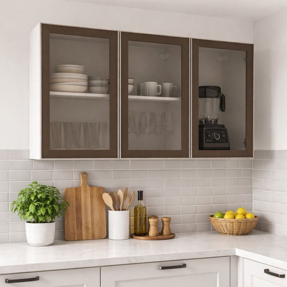 Armário Cristaleira Aéreo 3 Portas Vidro Fumê Politorno Fume