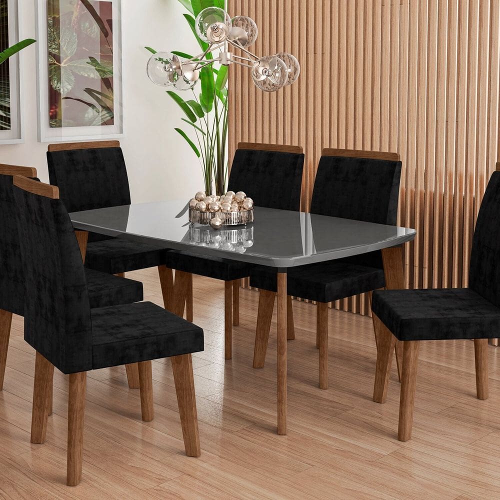 Tampo para Mesa Mdf com Vidro Jade Grafite