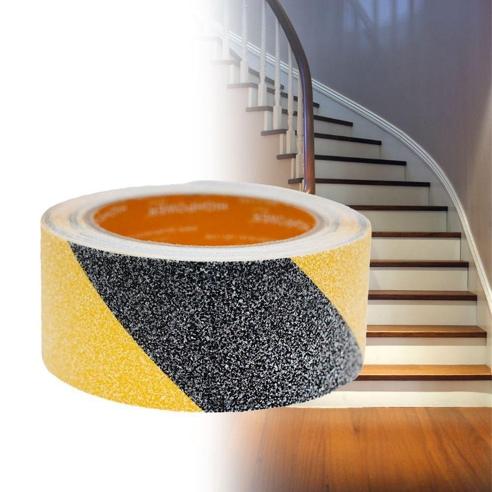 Fita Antiderrapante Autoadesiva Segurança Lixa Escada 5 Mts 50mm Amarelo E Preto