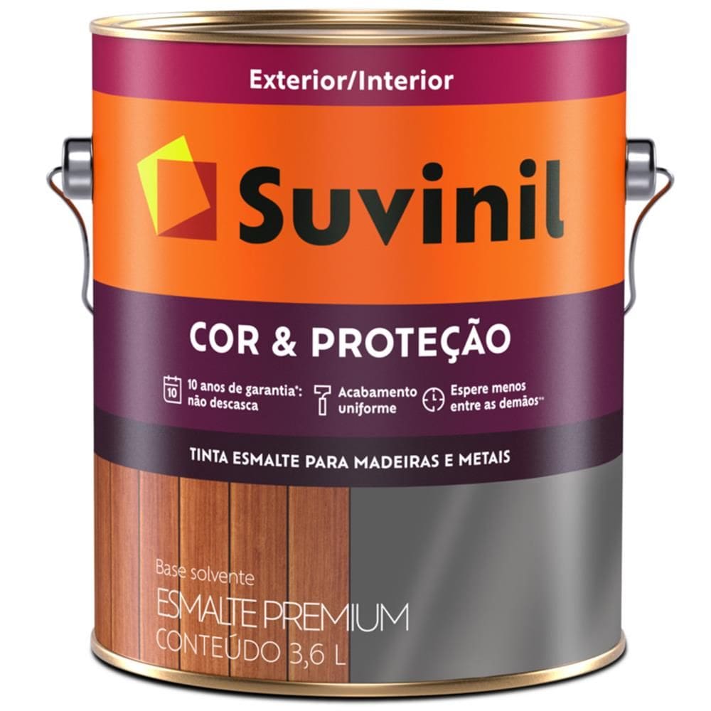 Tinta Esmalte Sintético Cor e Proteção Brilhante Para Madeira e Metal 3,6 Litros Verde Colonial - 53376497 - SUVINIL