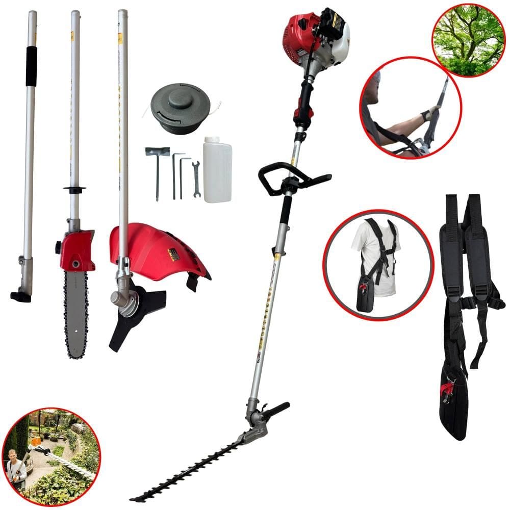 Aparador De Grama Multifunções Profissional Toyama TBC43-MT À Gasolina 2 Tempos 43cc 1,8HP 9.200rpm + Lâmina 3 Pontas + Cabeçote de Nylon + Sabre 10&q