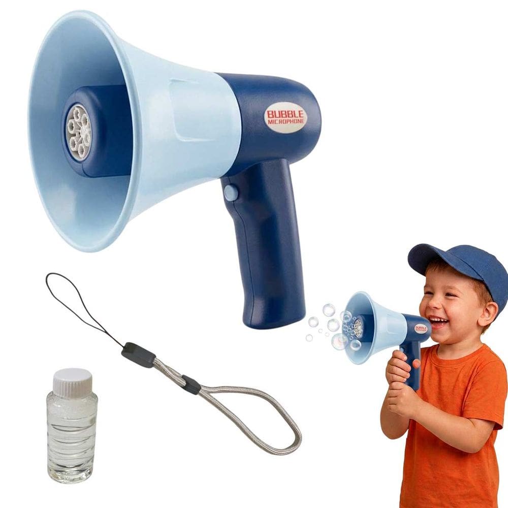 Megafone Lança Bolha Sabao Grava Voz Criança Microfone Autofalante Som Infantil Diversao Parque Lazer