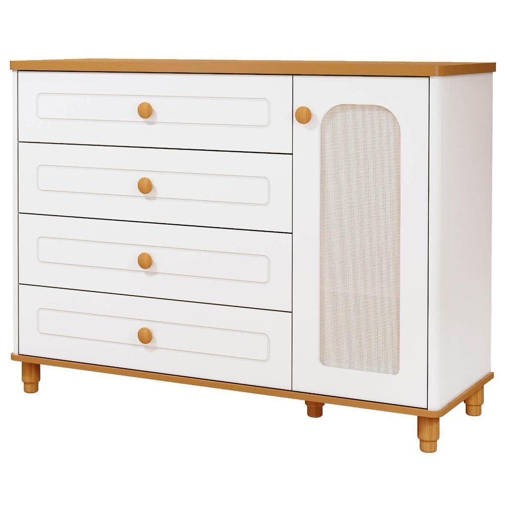 Cômoda Bebê Alfajor Retrô Permobili 04 gavetas 01 porta MDF