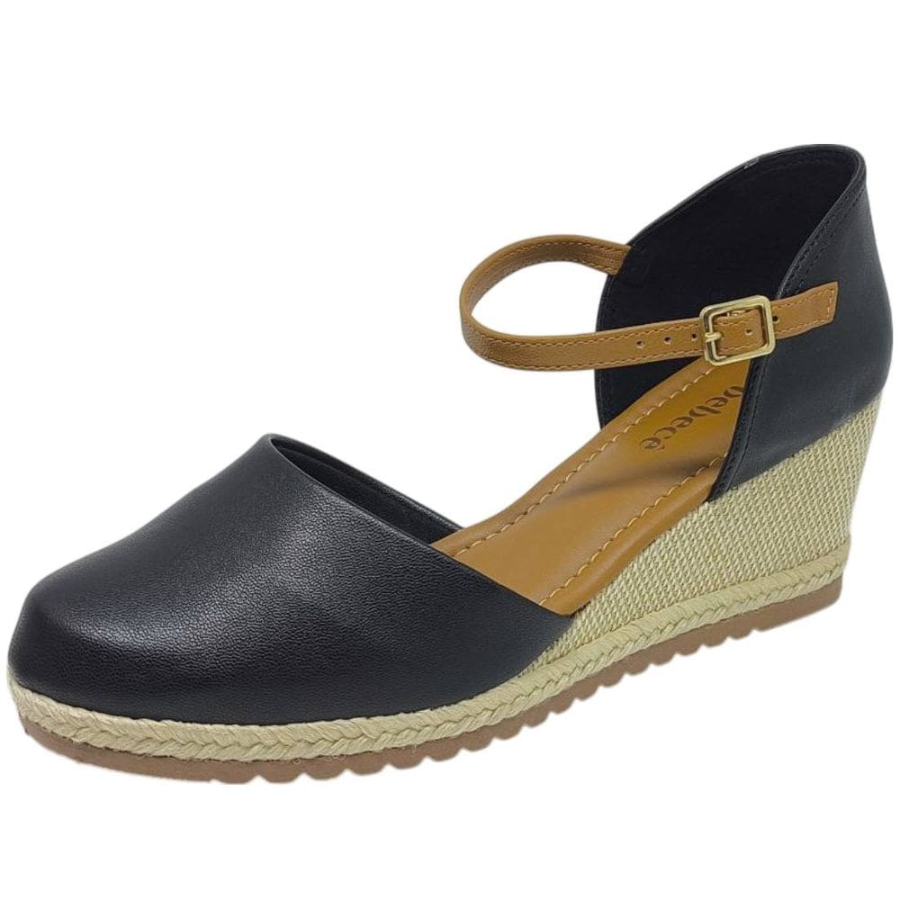 Sapato Anabela Feminino Salto Corda Médio Conforto Bebecê