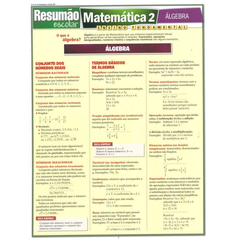 Livro - Resumão Escolar - Matemática 2: Álgebra: Ensino Fundamental - Peggy Warren e Susan Wright
