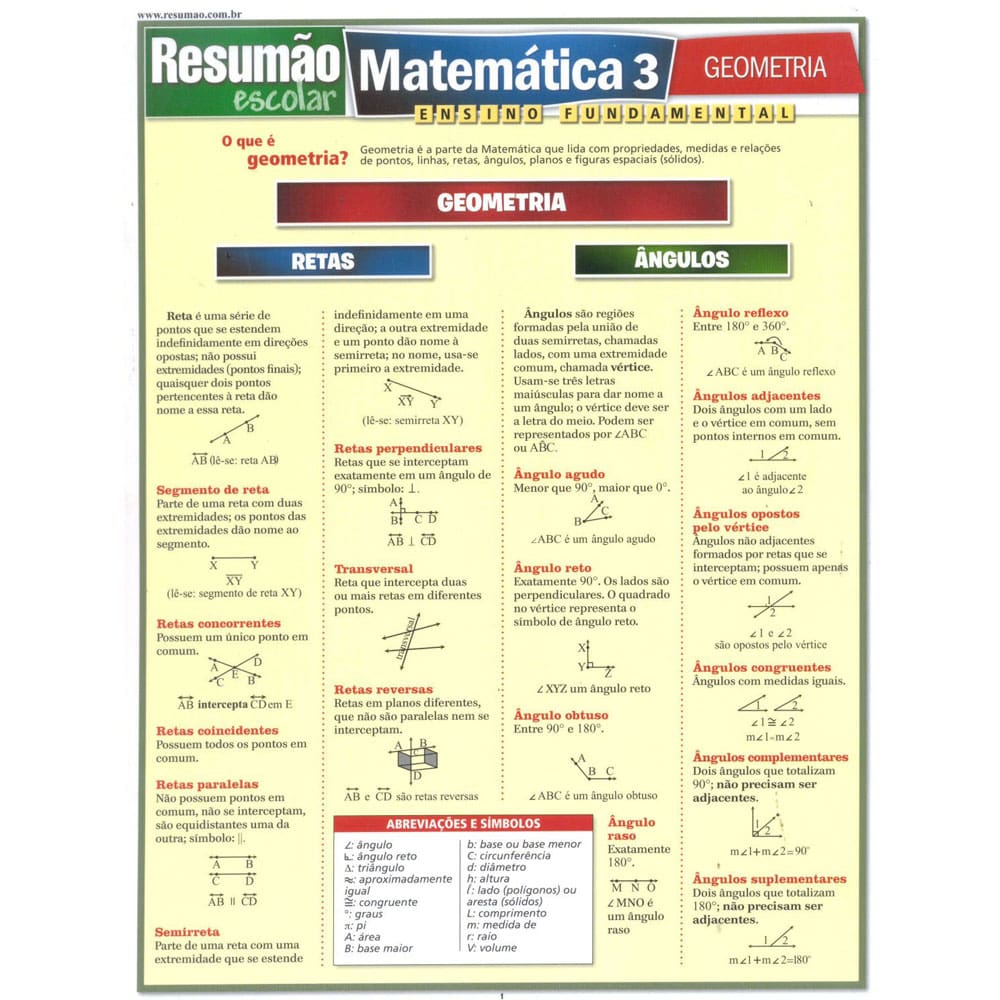 Livro - Resumão Escolar - Matemática 3: Geometria: Ensino Fundamental - Peggy Warren, M.S e Susan Wright