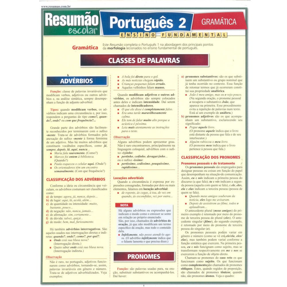 Livro - Resumão Escolar - Português 2: Gramática: Ensino Fundamental - Odilon Soares Leme