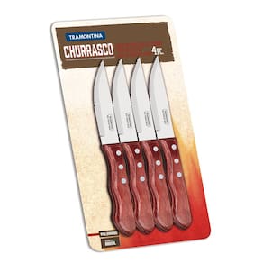 Conjunto de Facas 5" para Churrasco Tramontina Polywood em Aço Inox e Madeira - 4 Peças