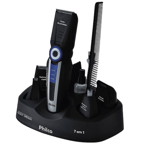 imagem-Aparador de Pelos Philco Multigroom 7 em 1 Sem Fio Preto/Azul - Bivolt