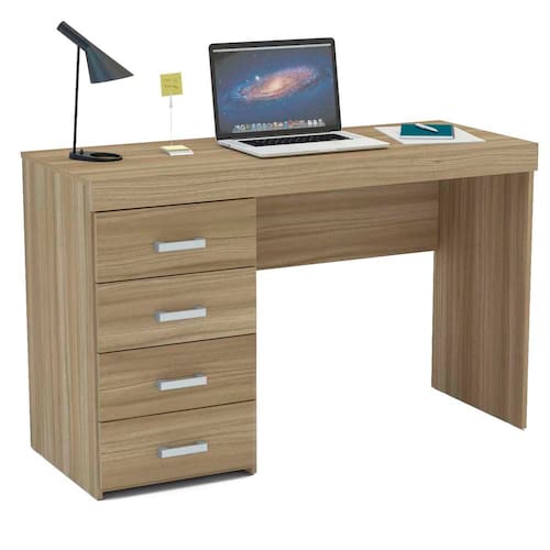 imagem-Mesa para Computador ou Escritório Politorno Malta com 4 Gavetas - Castanho 