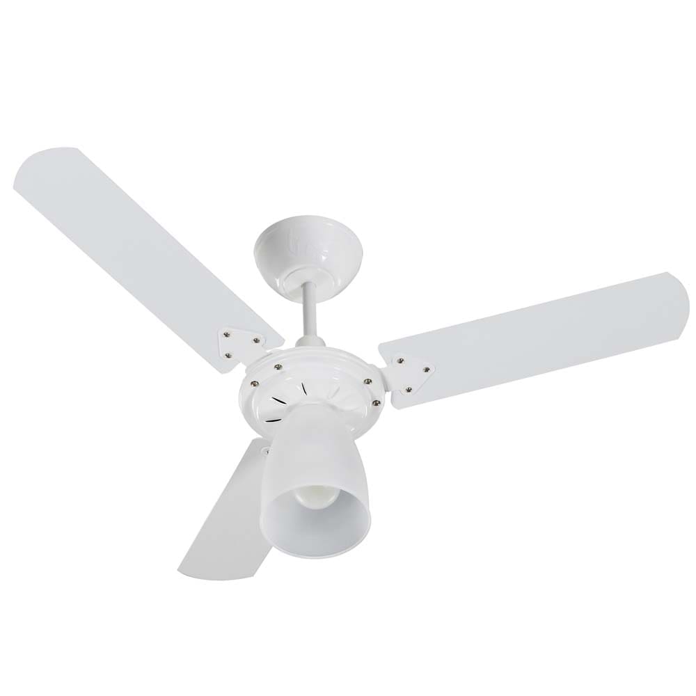 Ventilador de Teto Tron Marbella com 3 Velocidades, Lustre e Função Exaustão – Branco