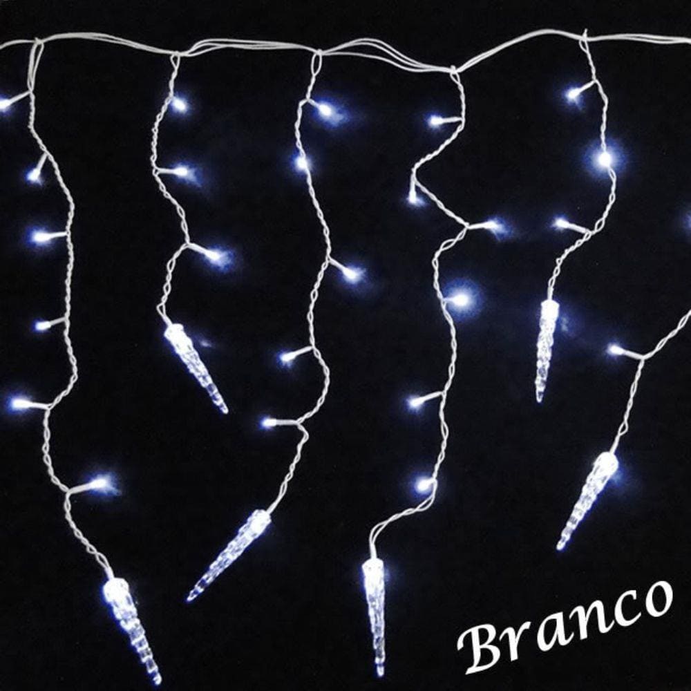 Cascata Luminosa Gotas Gelo 110 Volts 1128 100 Leds Branco
