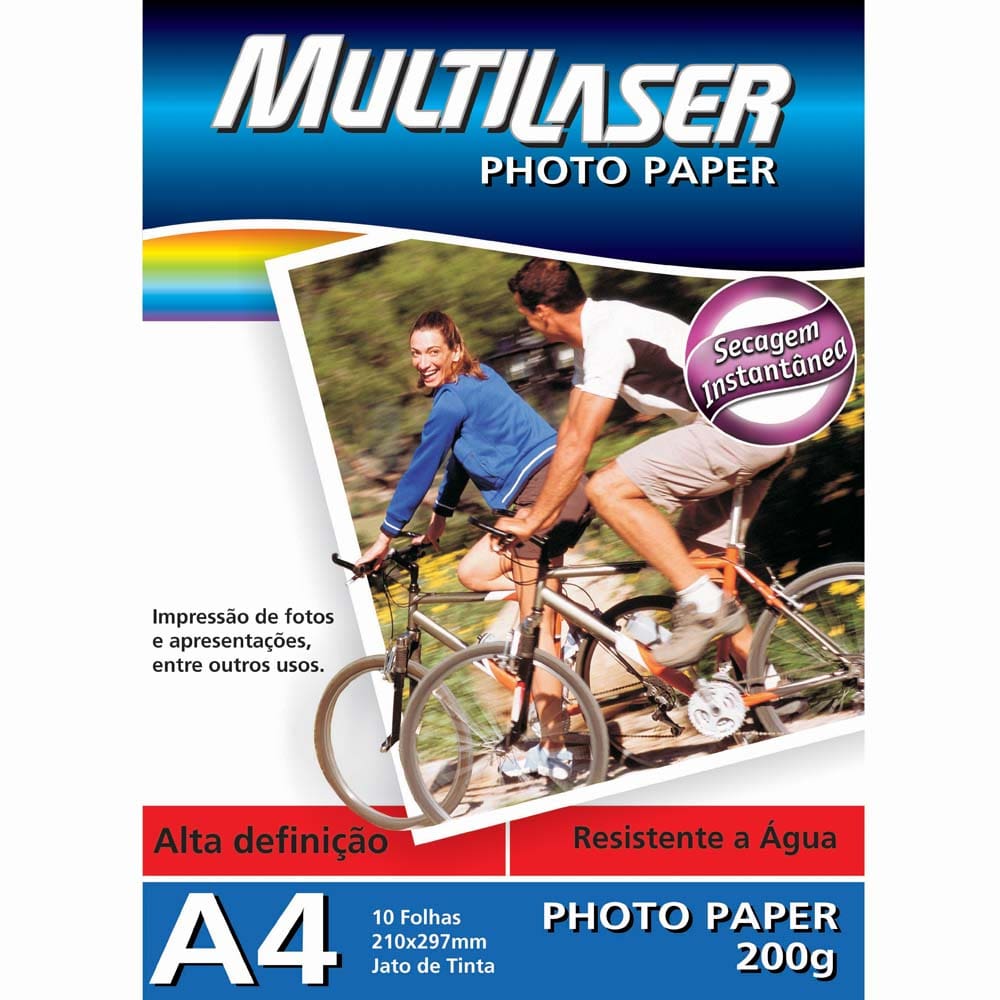 Papel Fotográfico Multilaser PE011 A4 200g  c/ 10 Folhas - Branco