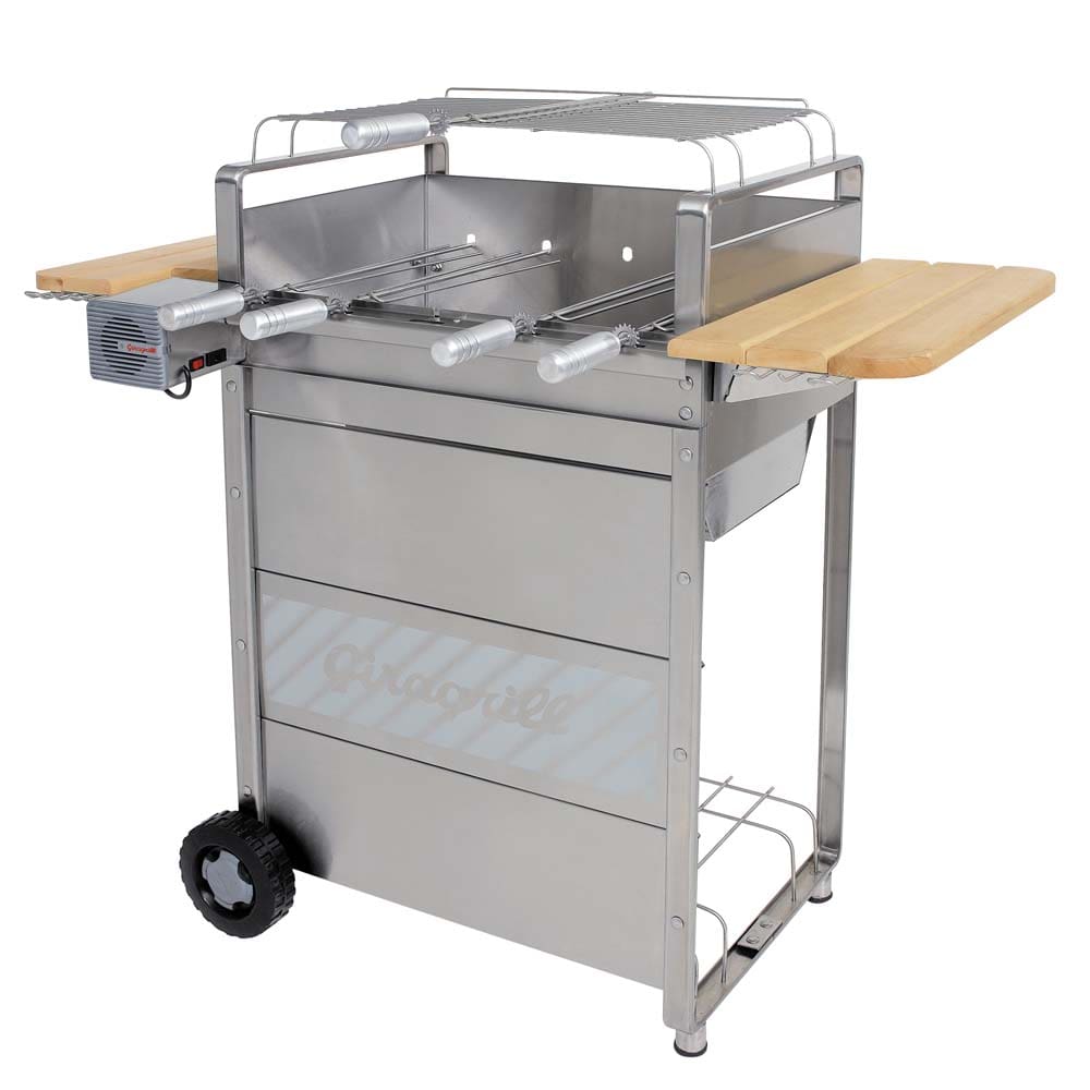 Churrasqueira Giragrill Garden 2300BV Premium c/ Sistema Giratório, Grelha Auxiliar e 5 Espetos - Prata