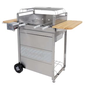 Churrasqueira Giragrill Garden 2300BV Premium c/ Sistema Giratório, Grelha Auxiliar e 5 Espetos - Prata