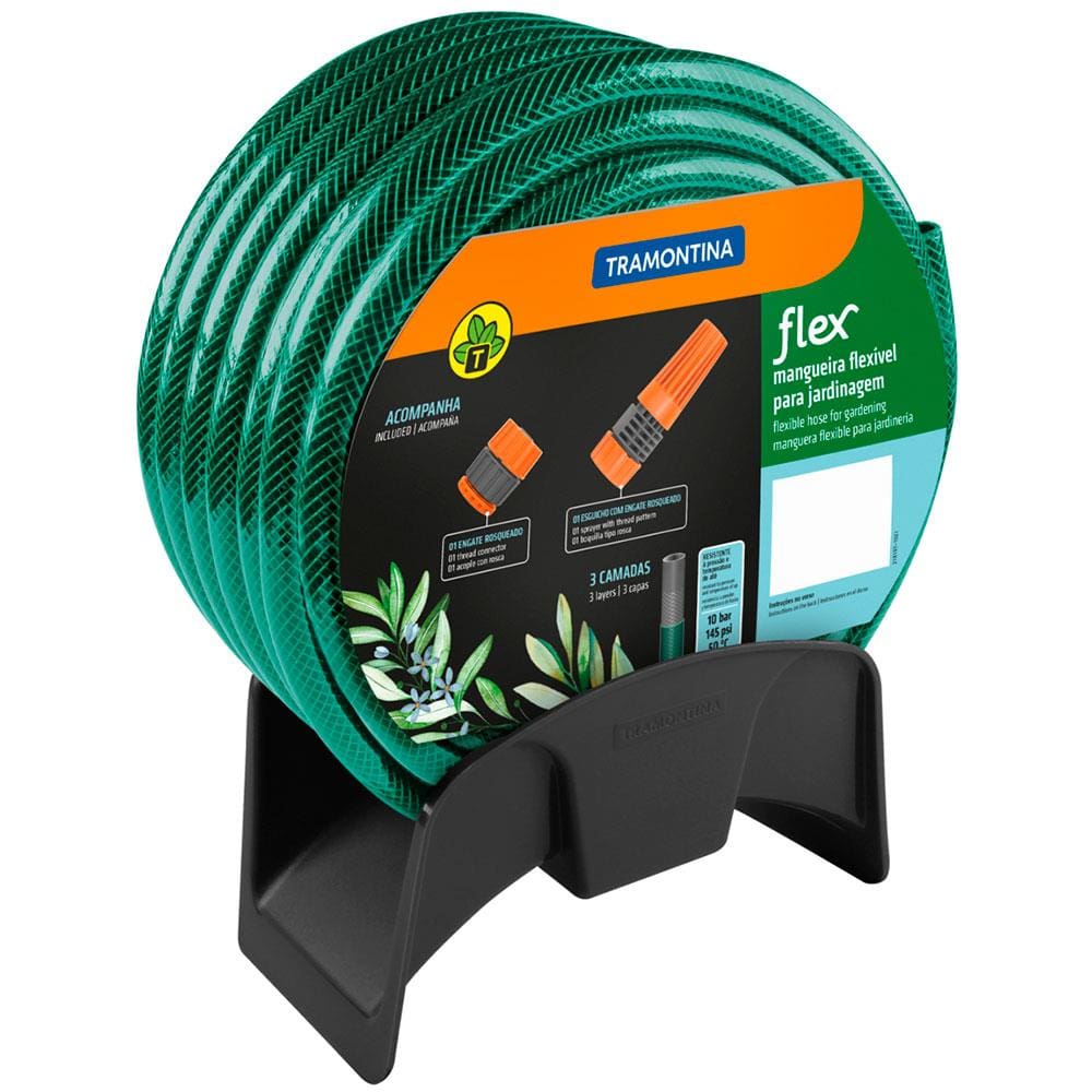 Mangueira Tramontina Flex 20m PVC com Suporte Fixo - Verde