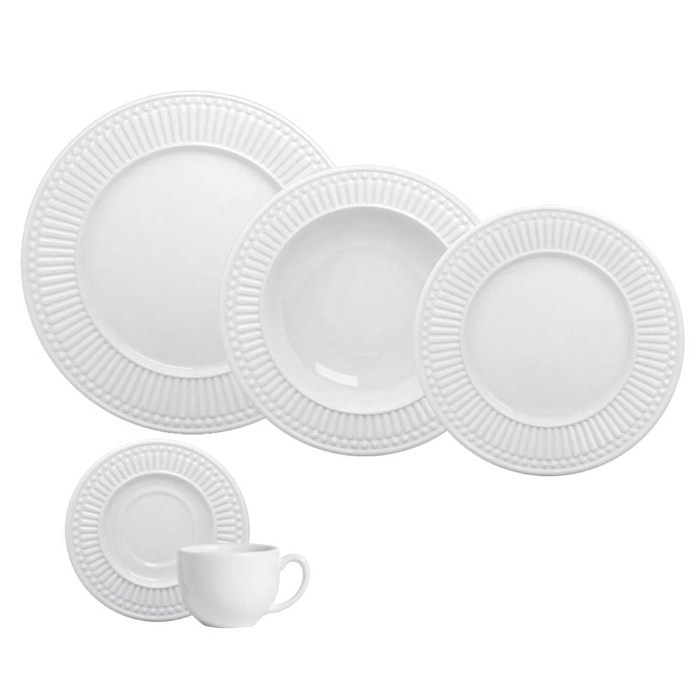 Aparelho de Jantar Porto Brasil Roma Ravenna Branco 61090 - 30 Peças