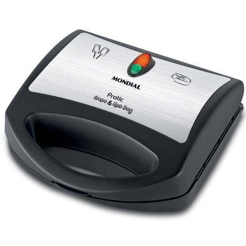 imagem-Crepeira Pratic Crepe & Hot Dog Mondial CP-01 Prepara 6 Crepes com 850W de Potência - Preta - 220V