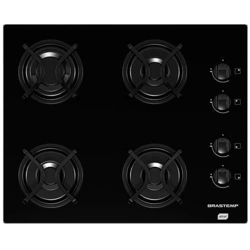 Cooktop a Gás Brastemp BDD61AE 4 Bocas com Grades Piatina e Acendimento Automático - Preto