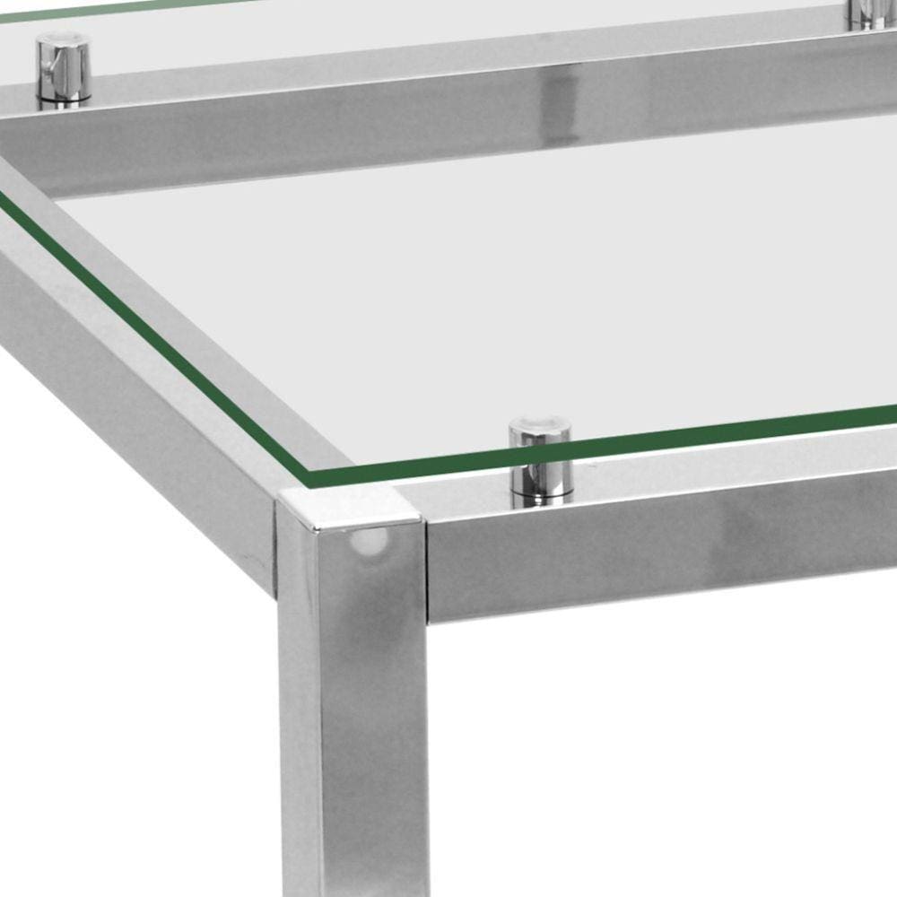Mesa de Canto Quadrada Cromada Aço