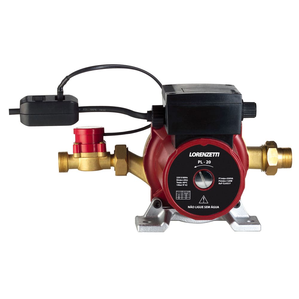Pressurizador de Água Lorenzetti PL-20 20mca com 3 Níveis de Potência e Filtro Retentor de Partículas - 350W