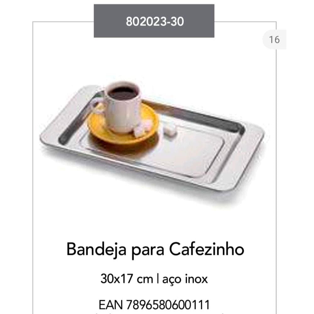 Bandeja para Cafezinho Forma 2023/30 em Aço Inox