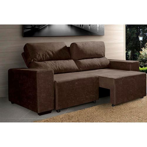 Sofá 3 Lugares American Comfort Montana com Assento Retrátil e Encosto Reclinável em Tecido Suede - Marrom Menor preço em Sofá 3 Lugares American Comfort Montana com Assento Retrátil e Encosto Reclinável em Tecido Suede - Marrom