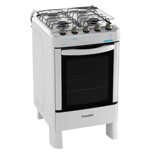 imagem-Fogão Esmaltec 4 Bocas Ágata 4062 com Mesa de Inox e Acendimento Automático Bivolt - Branco