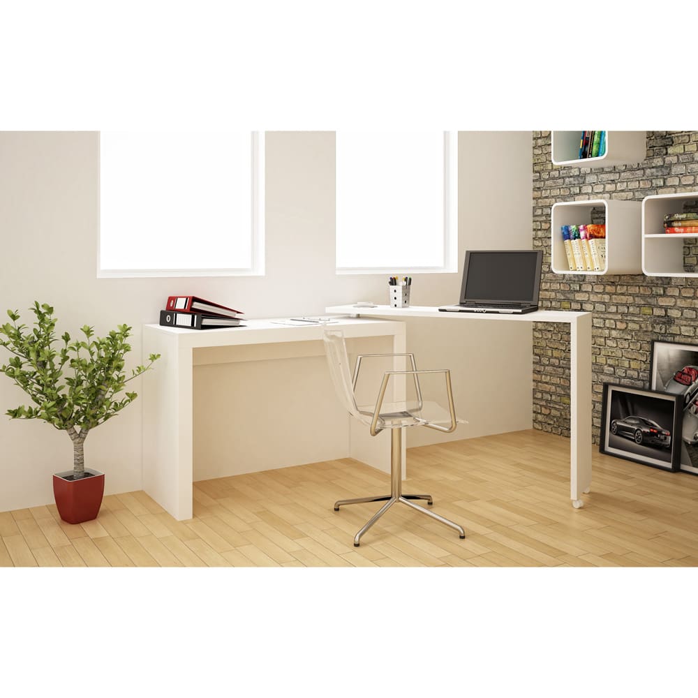 Mesa para Computador ou Escritório BRV BC31-06 com Tampo Giratório - Branco