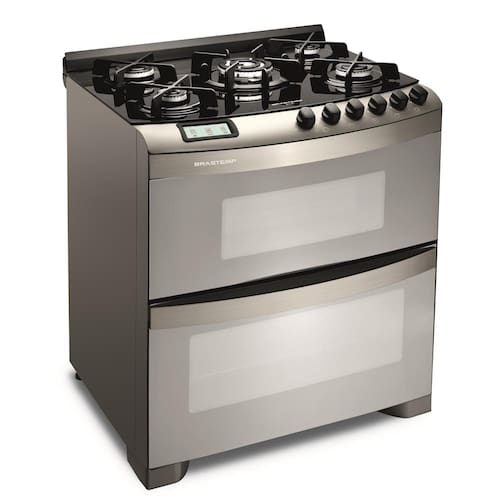 imagem-Fogão Brastemp 5 Bocas BFD5SAR com Forno Duplo e Função Smart Cook - Inox - 110v
