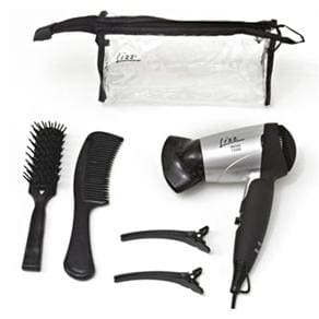 Secador de Cabelos Lizz Mini 1500 com Cabo Dobrável e Kit Viagem Bivolt 1200W – Prata/Preto
