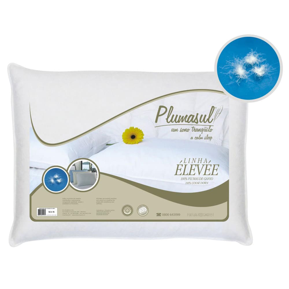 Travesseiro Plumasul com Plumas de Ganso 233 Fios 50 x 70 cm - Branco