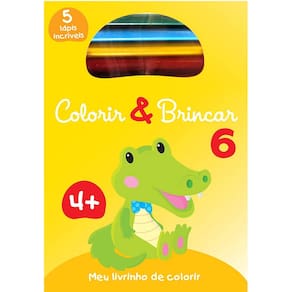 Livro – Coleção Colorir & Brincar - Meu Livrinho de Colorir - Volume 6 + 5 Lápis de Cor