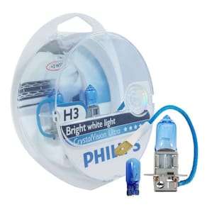 Kit Lampada Philips Crystal Vision H3 55w 12v + Par de Pingos - Efeito Xenon