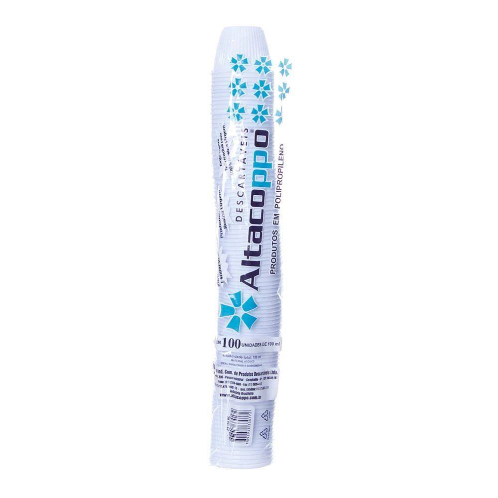 Pote de Plástico Descartável Branco de 100ml com 100 Unidades Altacoppo