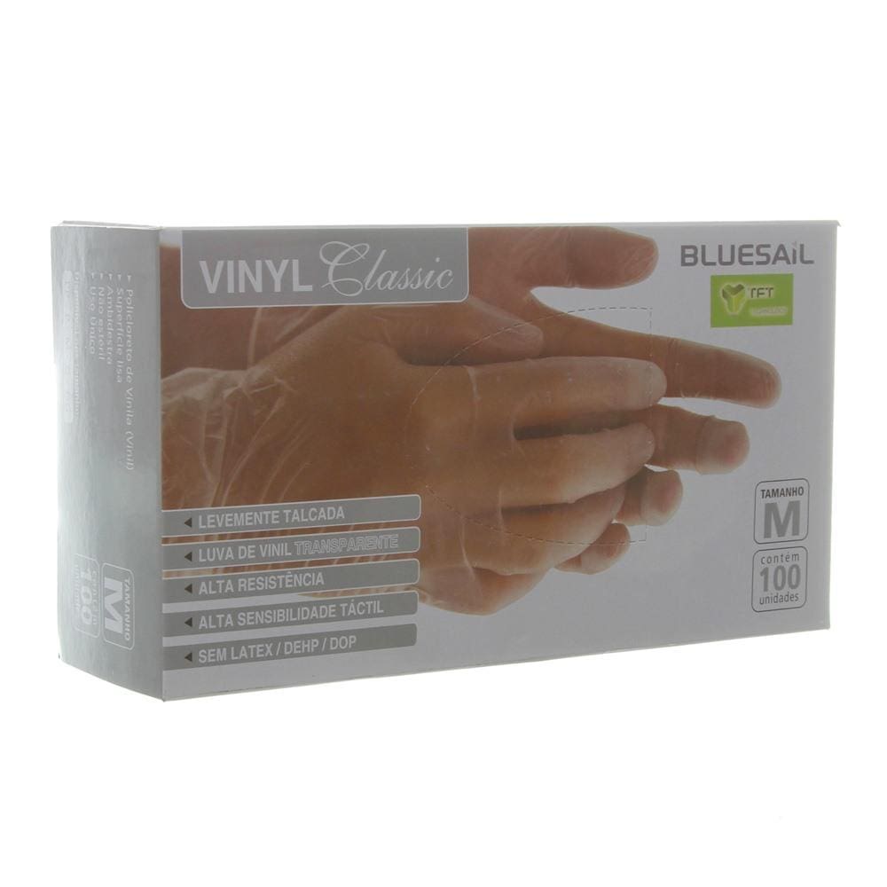 Luva Vinyl Classic com 100 Unidades Bluesail