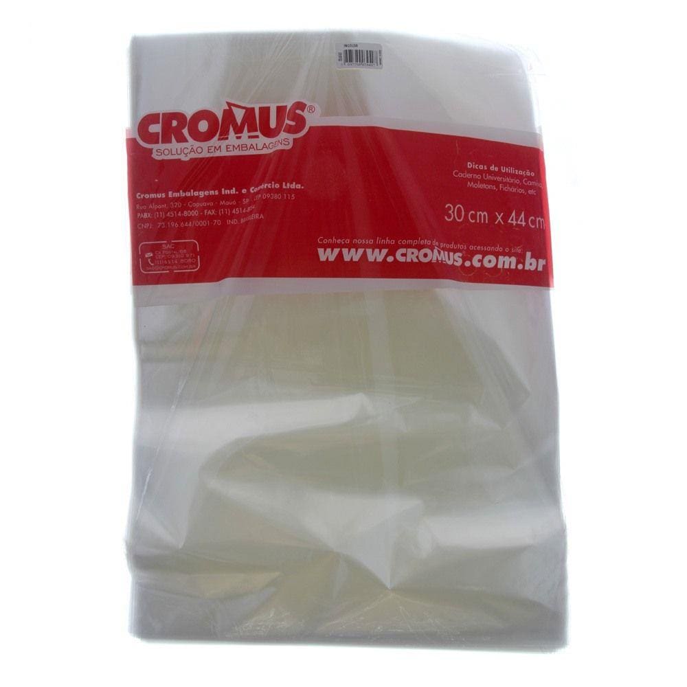 Saco PP Polipropileno Incolor 30 x 44cm com 100 Unidades Cromus