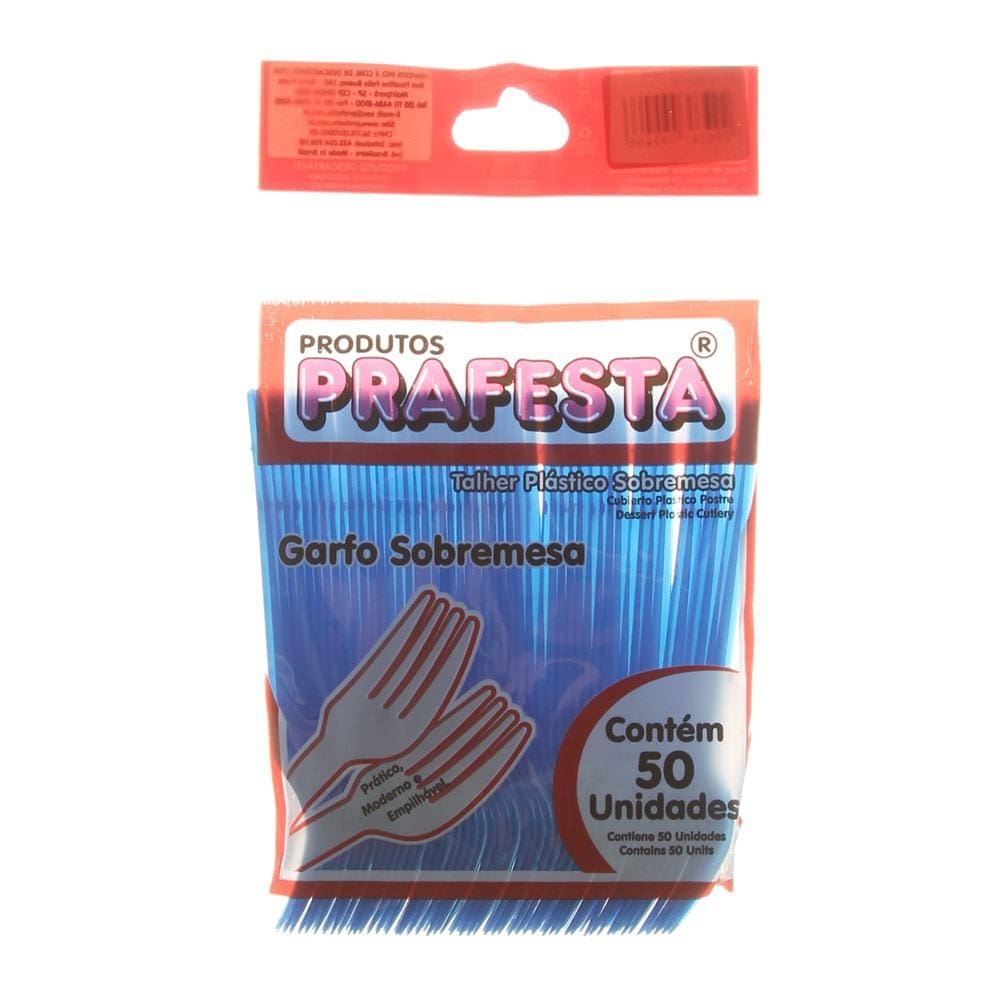 Garfo Descartável para Sobremesa com 50 Unidades Prafesta