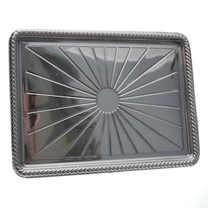 Bandeja Retangular Metalizada Prata B70 280 x 380 x 26mm Neoform