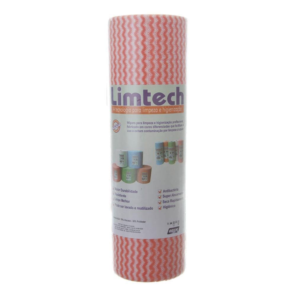 Pano Multiuso Laranja Rolo com 30cm x 30m Limtech/Ober