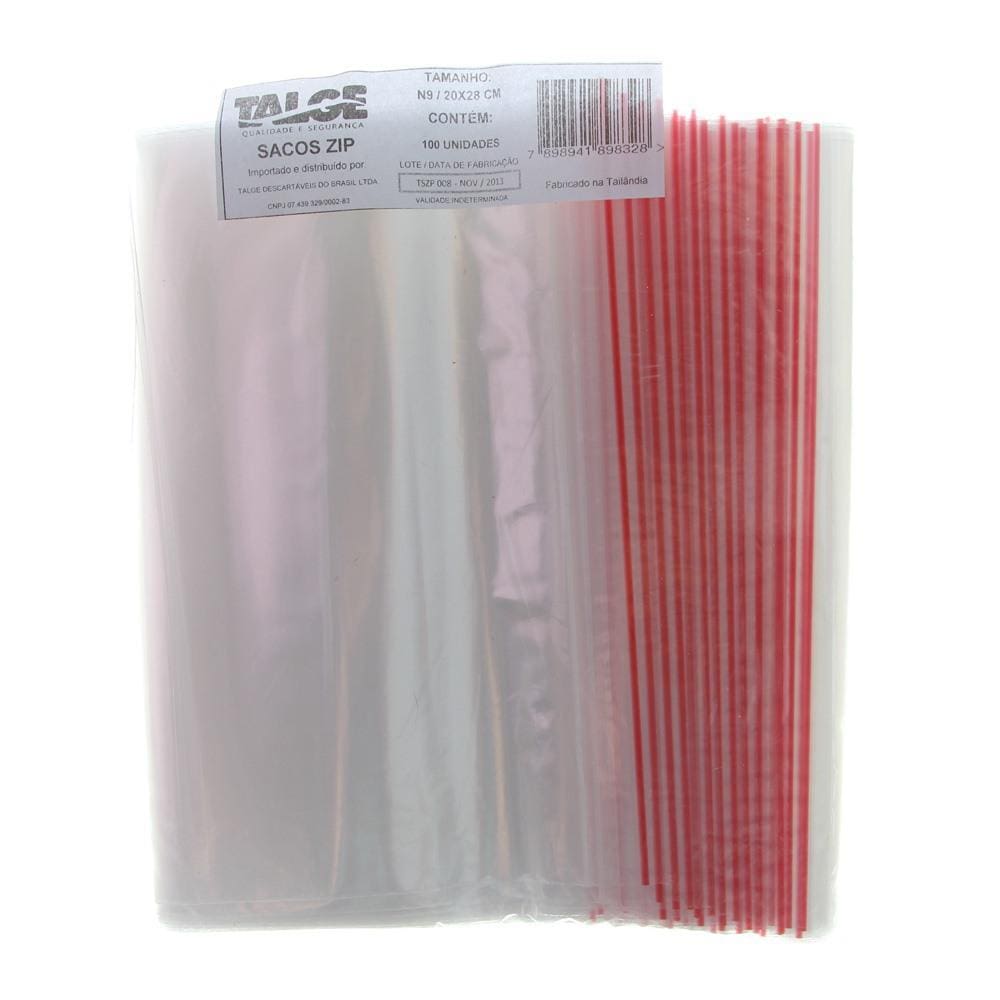 Sacos Plásticos Zip Lock com Fecho Hermético nº 9 com 100 Unidades