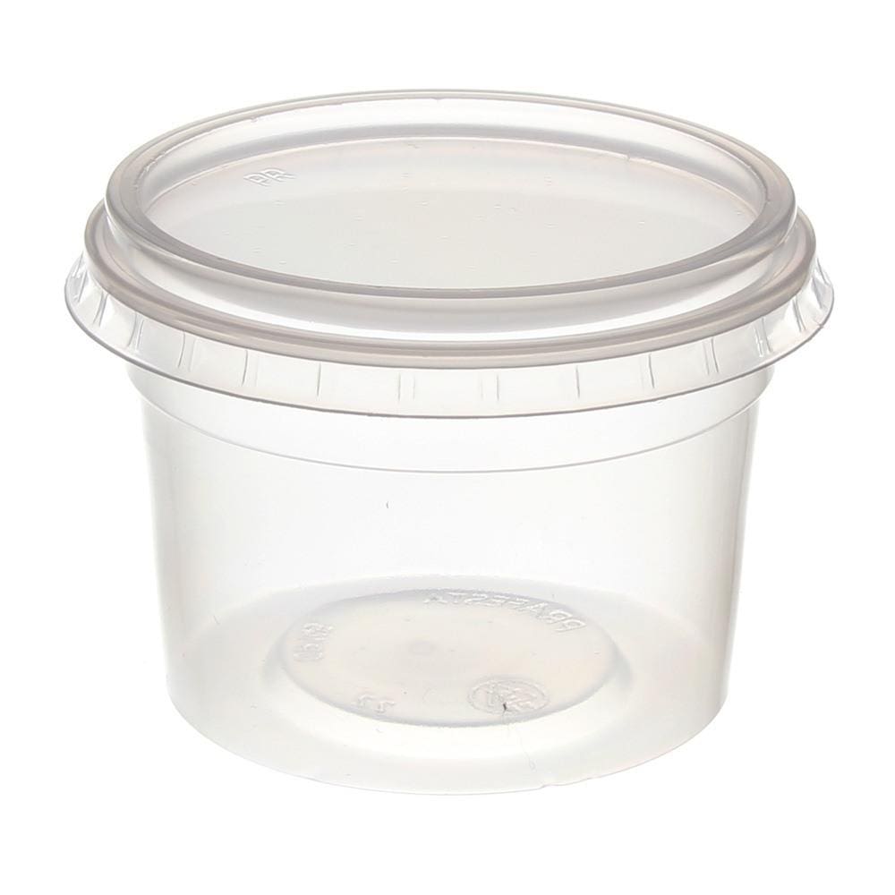 Pote de Plástico Descartável para Alimentos Redondo com Tampa 145ml com 24 Unidades Prafesta
