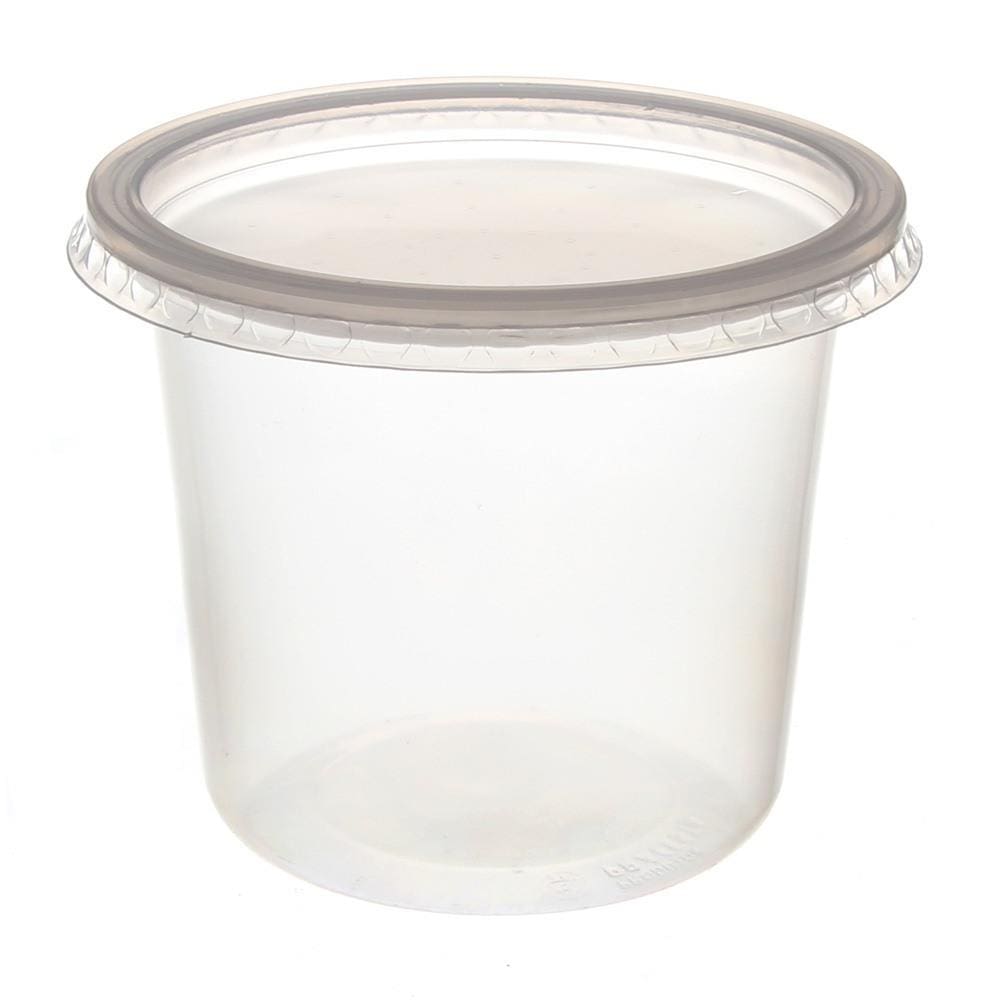 Pote de Plástico Descartável para Alimentos Redondo com Tampa 350ml com 24 Unidades Prafesta