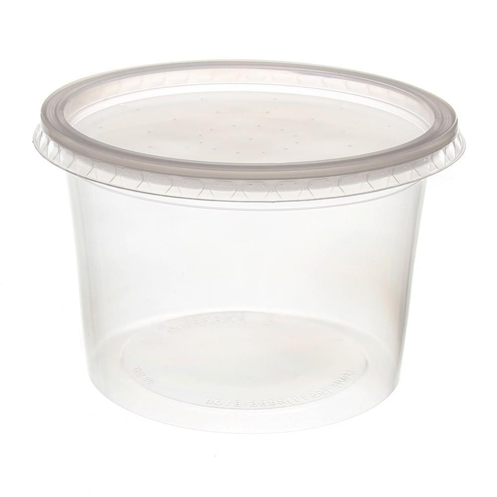 Pote de Plástico Descartável para Alimentos Redondo com Tampa 500ml com 24 Unidades Prafesta