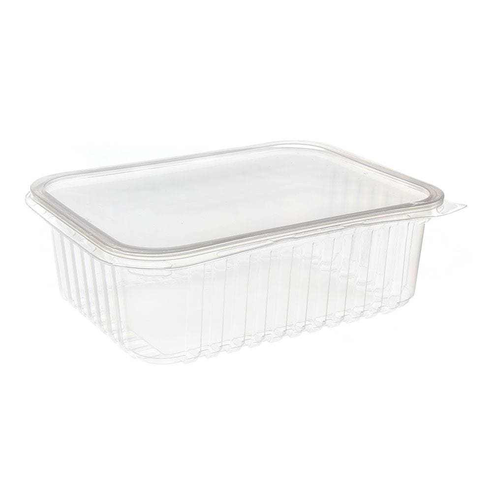 Pote de Plástico Descartável para Alimentos Retangular com Tampa 1000ml com 24 Unidades Prafesta