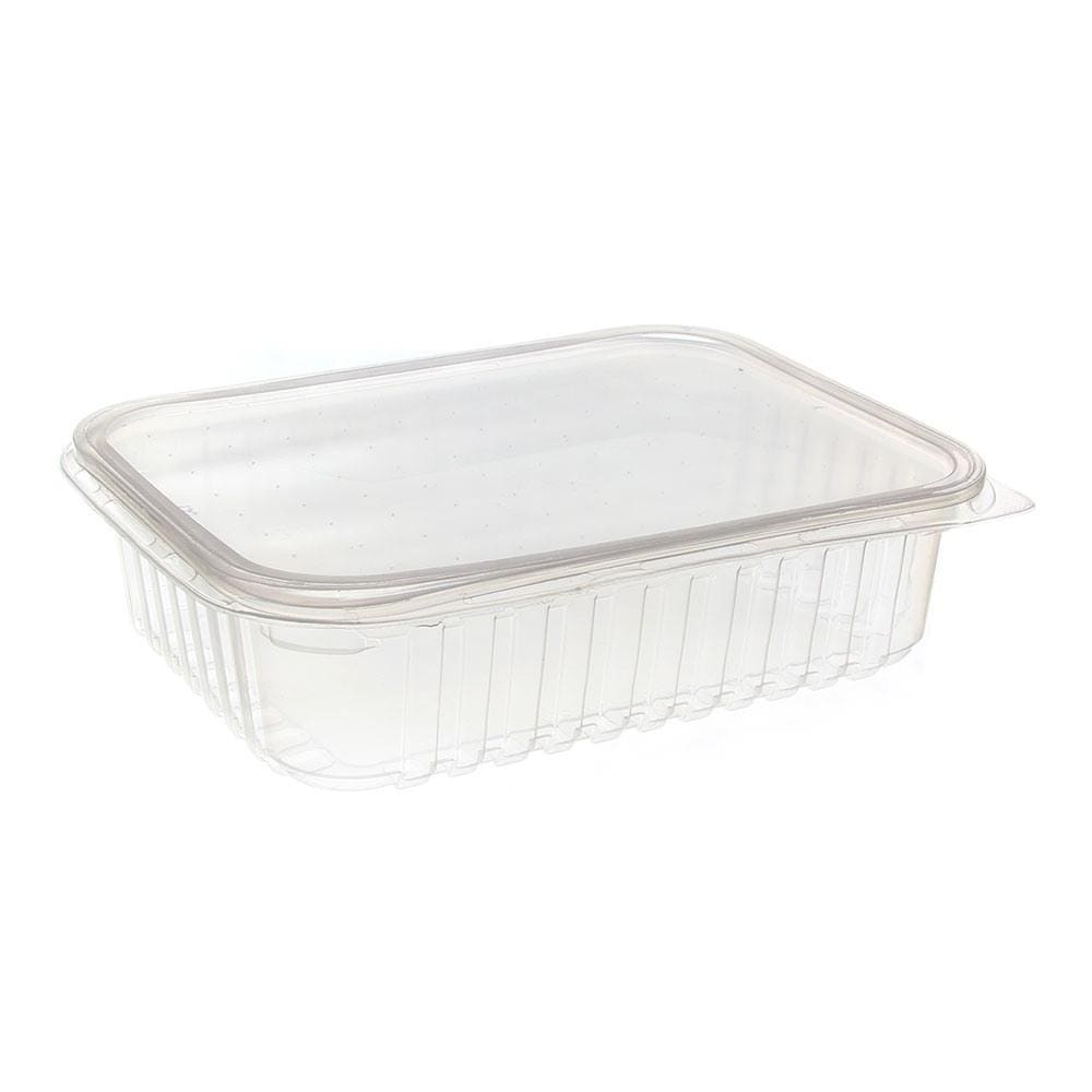 Pote de Plástico Descartável para Alimentos Retangular com Tampa 750ml com 24 Unidades Prafesta