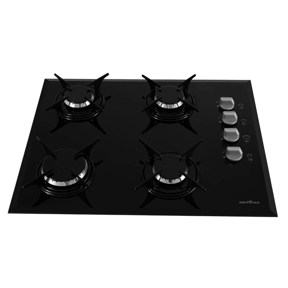 Cooktop a Gás Britânia 4 Bocas Chef Bisote 4 Bivolt – Preto