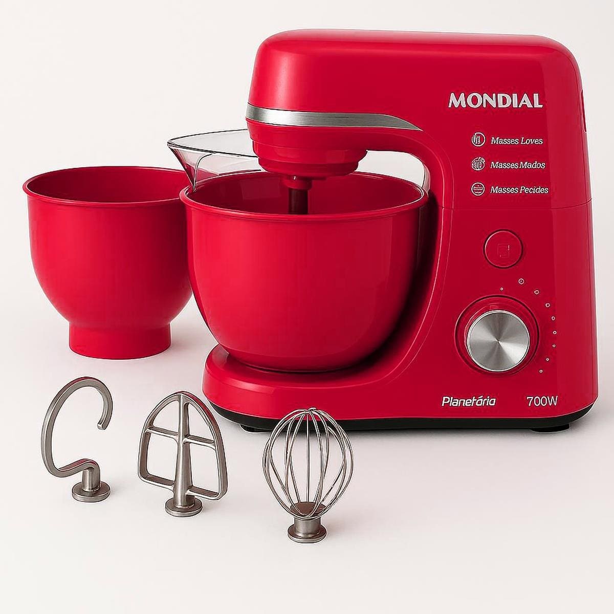 Batedeira Planetária Mondial BP-03 com 12 Velocidades e 700W - Vermelha