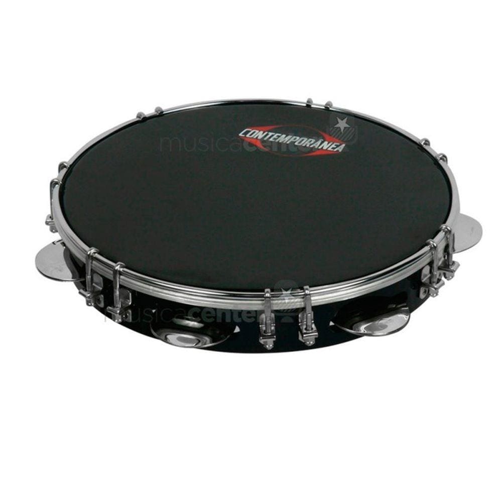Pandeiro Formica Contemporanea 31PPC 10" Pele Especial Preta Tarraxa Dupla Cromado